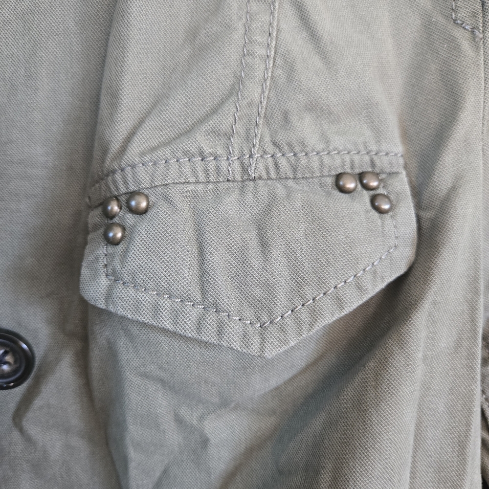 Banana Republic Women's Olive Green Front Button Collared Twill Utility Jacket 6 - Picture 3 of 12